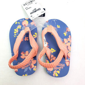 OshKosh B'gosh Baby Girl Size XS 3-4 Pink Blue Periwinkle Flip Flop Sandals